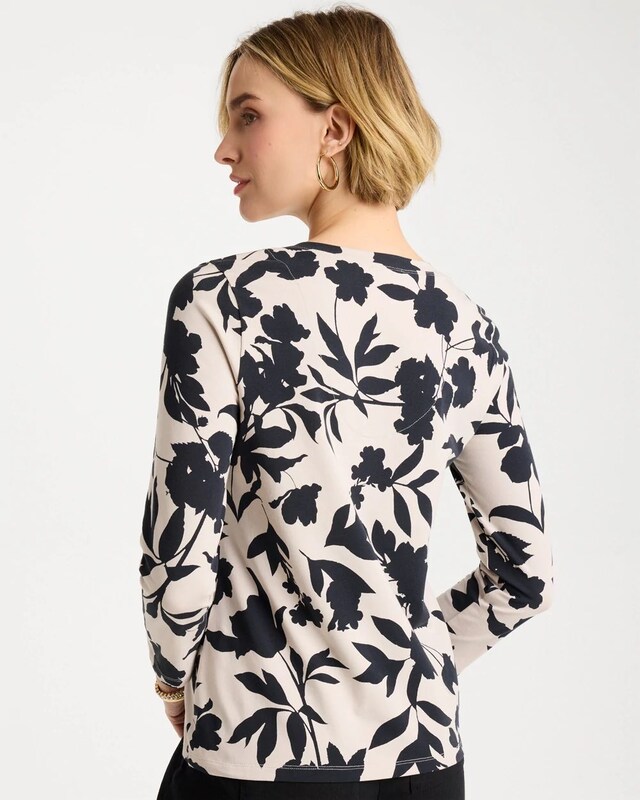 Cotton Stretch 3/4 Sleeve Floral Tee - image 3